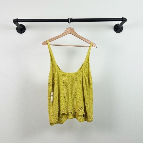 NWT By Anthropologie V-Neck Pointelle Sweater Tank in Yellow - Picture 8 of 9